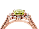 Rose gold Fancy Yellow Radiant  Halo Milgrain Pave Diamond Ring with Four-Prong Setting 5