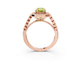 Rose gold Fancy Yellow Radiant  Halo Milgrain Solitaire with Bezel Set Side Stones and Pave Band_35