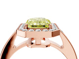 Rose gold Fancy Yellow Radiant  Halo Pavé Diamond Engagement Ring with Bezel Setting_41