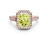 Rose gold Fancy Yellow Radiant  Halo Pavé Diamond Engagement Ring with Four-Prong Setting_27