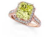 Rose gold Fancy Yellow Radiant  Halo Pavé Diamond Engagement Ring with Four-Prong Setting_28