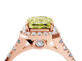 Rose gold Fancy Yellow Radiant  Halo Pavé Diamond Engagement Ring with Four-Prong Setting_31