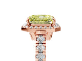 Rose gold Fancy Yellow Radiant  Halo Pavé Diamond Engagement Ring with Four-Prong Setting_32