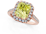 Rose gold Fancy Yellow Radiant  Halo Pavé Diamond Engagement Ring with Four-Prong Setting_4