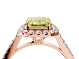 Rose gold Fancy Yellow Radiant  Halo Pavé Diamond Engagement Ring with Four-Prong Setting_7