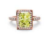 Rose gold Fancy Yellow Radiant  Halo Pave Band Solitaire Ring with Prong Setting_66
