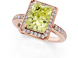 Rose gold Fancy Yellow Radiant  Halo Pave Band Solitaire Ring with Prong Setting_67