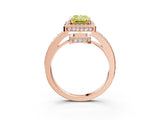 Rose gold Fancy Yellow Radiant  Halo Pave Band Solitaire Ring with Prong Setting_69
