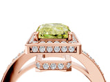 Rose gold Fancy Yellow Radiant  Halo Pave Band Solitaire Ring with Prong Setting_70