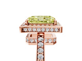 Rose gold Fancy Yellow Radiant  Halo Pave Band Solitaire Ring with Prong Setting_71