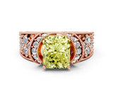 Rose gold Fancy Yellow Radiant  Halo Pave Diamond Engagement Ring with Milgrain Detailing_72