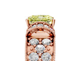 Rose gold Fancy Yellow Radiant  Halo Pave Diamond Engagement Ring with Milgrain Detailing_77