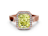Rose gold Fancy Yellow Radiant  Halo Pave Split Shank Prong Setting Ring_26