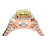 Rose gold Fancy Yellow Radiant  Halo Pave Split Shank Prong Setting Ring_30