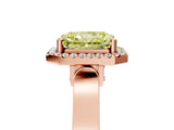 Rose gold Fancy Yellow Radiant  Halo Pave Split Shank Prong Setting Ring_31