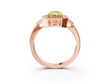 Rose gold Fancy Yellow Radiant  Halo Round Diamond Milgrain Pave Engagement Ring_6