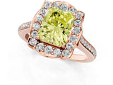 Rose gold Fancy Yellow Radiant  Halo Round Diamond Pave Band with Four-Prong Setting_40