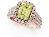 Rose gold Fancy Yellow Radiant  Halo Round Diamond Pave Band with Prong Setting 1