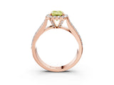 Rose gold Fancy Yellow Radiant  Halo Round Diamond Pave Band with Prong Setting 3