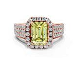 Rose gold Fancy Yellow Radiant  Halo Round Diamond Pave Band with Prong Setting