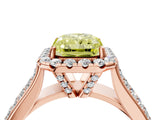Rose gold Fancy Yellow Radiant  Halo Round Diamond Pave Band with Prong Setting_42