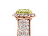 Rose gold Fancy Yellow Radiant  Halo Round Diamond Pave Band with Prong Setting_43
