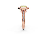 Rose gold Fancy Yellow Radiant  Halo Solitaire Diamond Ring with Pave Band and Bezel Setting_75