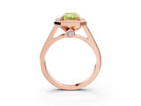 Rose gold Fancy Yellow Radiant  Halo Solitaire Diamond Ring with Pave Band and Bezel Setting_76