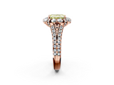 Rose gold Fancy Yellow Radiant  Halo Split Shank Diamond Engagement Ring with Pave Band and Four-Prong Setting_56