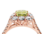 Rose gold Fancy Yellow Radiant  Halo Split Shank Diamond Engagement Ring with Pave Band and Four-Prong Setting_58