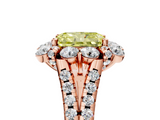 Rose gold Fancy Yellow Radiant  Halo Split Shank Diamond Engagement Ring with Pave Band and Four-Prong Setting_59