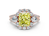 Rose gold Fancy Yellow Radiant  Halo Split Shank Diamond Engagement Ring with Prong Setting_20