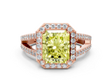 Rose gold Fancy Yellow Radiant  Halo Split Shank Diamond Ring with Four-Prong Setting_32