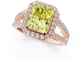Rose gold Fancy Yellow Radiant  Halo Split Shank Diamond Ring with Four-Prong Setting_33