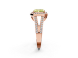 Rose gold Fancy Yellow Radiant  Halo Split Shank Diamond Ring with Four-Prong Setting_34