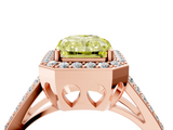 Rose gold Fancy Yellow Radiant  Halo Split Shank Diamond Ring with Four-Prong Setting_36