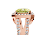 Rose gold Fancy Yellow Radiant  Halo Split Shank Diamond Ring with Four-Prong Setting_37