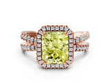 Rose gold Fancy Yellow Radiant  Halo Split Shank Diamond Ring with Pavé Setting_26
