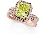 Rose gold Fancy Yellow Radiant  Halo Split Shank Diamond Ring with Pavé Setting_27