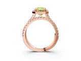 Rose gold Fancy Yellow Radiant  Halo Split Shank Diamond Ring with Pavé Setting_29