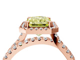 Rose gold Fancy Yellow Radiant  Halo Split Shank Diamond Ring with Pavé Setting_30