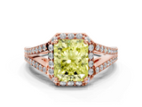 Rose gold Fancy Yellow Radiant  Halo Split Shank Diamond Ring with Prong Setting_20