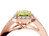 Rose gold Fancy Yellow Radiant  Halo Split Shank Diamond Ring with Prong Setting_24