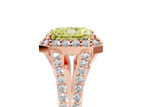 Rose gold Fancy Yellow Radiant  Halo Split Shank Diamond Ring with Prong Setting_25
