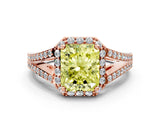 Rose gold Fancy Yellow Radiant  Halo Split Shank Pave Diamond Ring with Four-Prong Setting_49