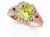 Rose gold Fancy Yellow Radiant  Halo Split Shank Pave Diamond Ring with Four-Prong Setting_50