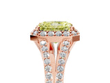 Rose gold Fancy Yellow Radiant  Halo Split Shank Pave Diamond Ring with Four-Prong Setting_54