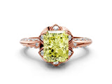 Rose gold Fancy Yellow Radiant  Halo Split Shank Pave Diamond Ring with Petal Prong Setting_20