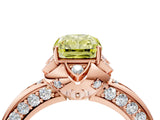 Rose gold Fancy Yellow Radiant  Halo Split Shank Pave Diamond Ring with Petal Prong Setting_24