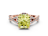 Rose gold Fancy Yellow Radiant  Halo Twist Band Solitaire Prong Setting Ring_65
